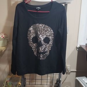 Express sequin skull sweater sz L